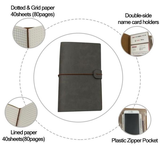 

4in1 Premium Leather Note Book Paper Kraft Grid Dotted Ruled Buku Kerja Catatan Agenda A5