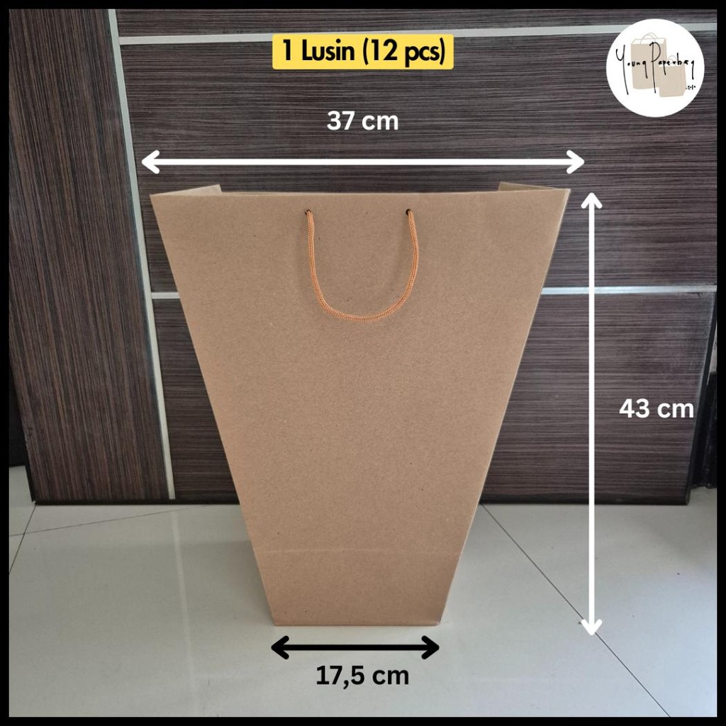 

Ready Paper Bag / Tas Kertas Buket Bunga (Flower Bouquet) / Florist / Bunga Uk. 37 X 17,5 X 43 Cm - 1 Lusin (12 Pcs) {Terlaris|Best Seller}
