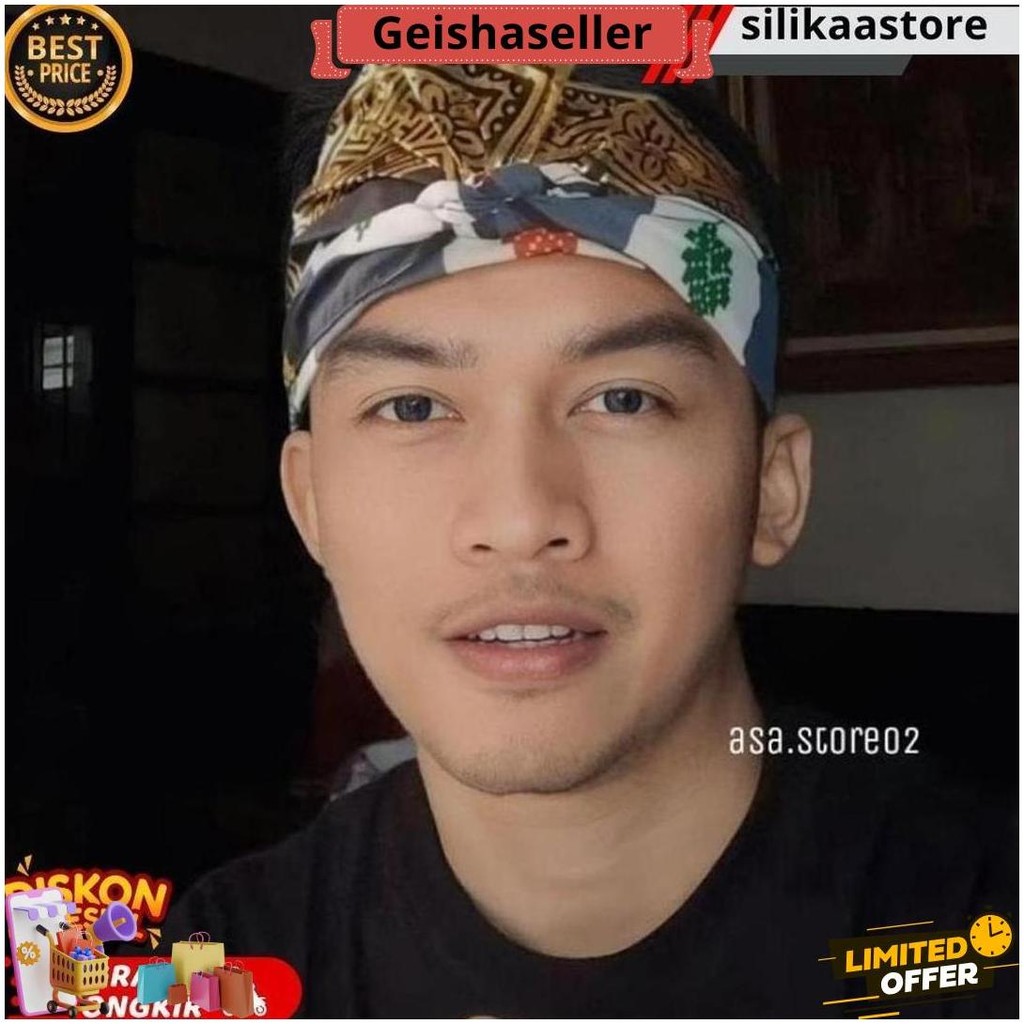 Udeng Bali Tradisional Prada Topi Adat Khas Bali Ikat Kepala Khas Bali Kotak-Kotak Karnaval Tari Ori