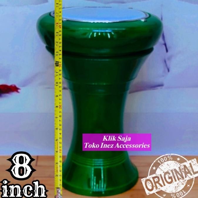 ALAT MARAWIS ATAU DARBUKA KAYU MURAH POLOS HIJAU NU ROLLING PUTIH