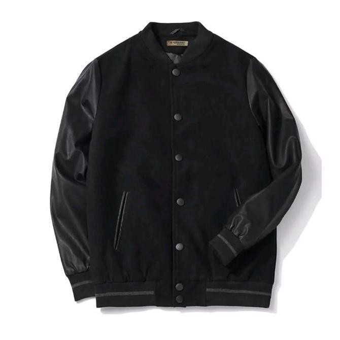 X Urband Absolute Jacket Varsity Elegance Hitam Polos Unisex (Best Quality)