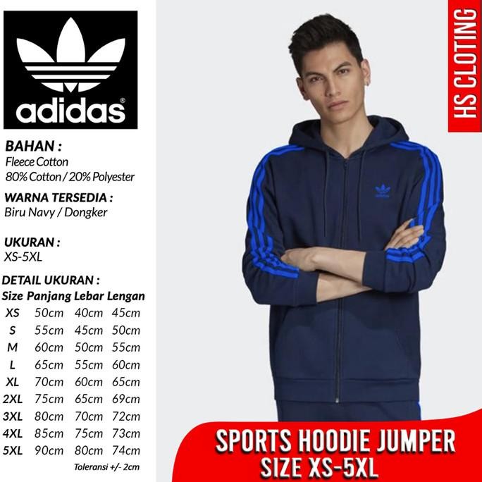 jaket zipper hoodie sweater ADIDAS BIRU TUA