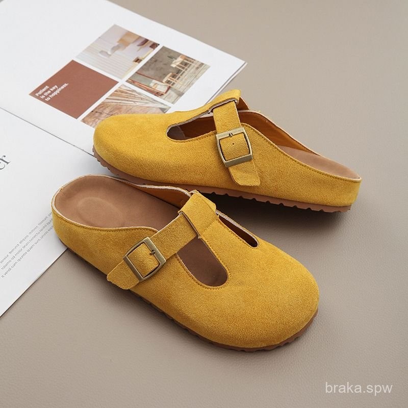 Sepatu Mary Jane Birkenstock Pink untuk Wanita Sandal Mules Kepala Malas yang Imut dan Jelek