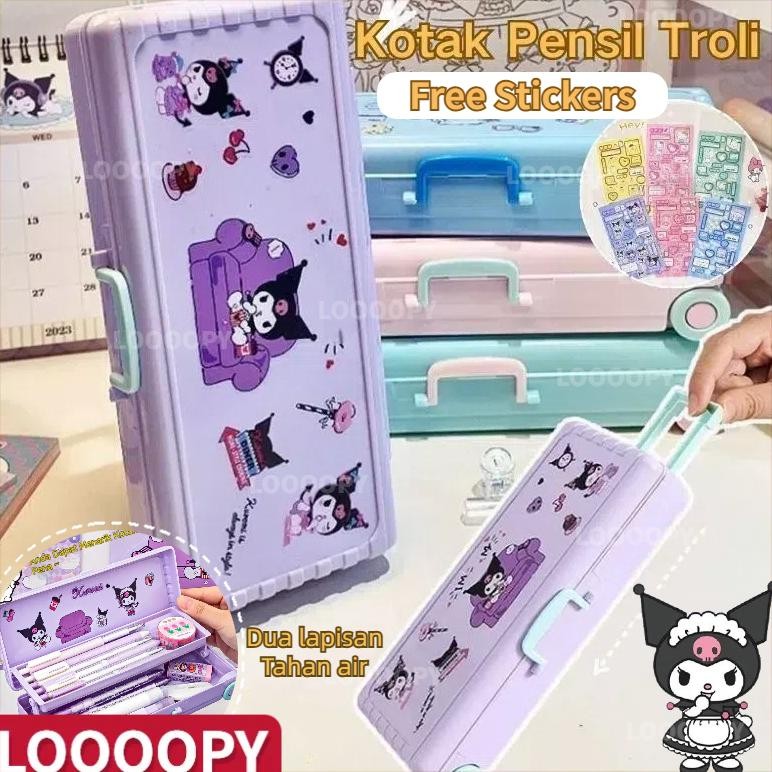 

LOOOOPY(FREE STICKER) KOTAK PENSIL TROLI LUCU KOTAK ALAT TULIS DUA LAPIS KOPER KREATIVITAS KAPASITAS BESAR PEMODELAN