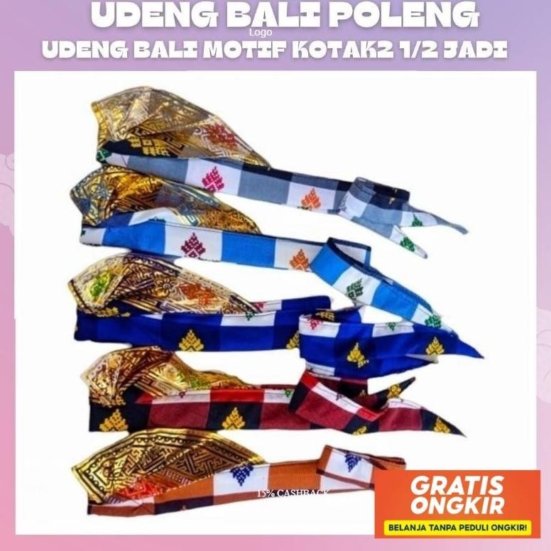 Udeng Bali Kotak- Kotak Poleng/Ikat Kepala Bali/Udeng Setehah Jadi/Udeng Jadi Bali Siap Kirim Origin