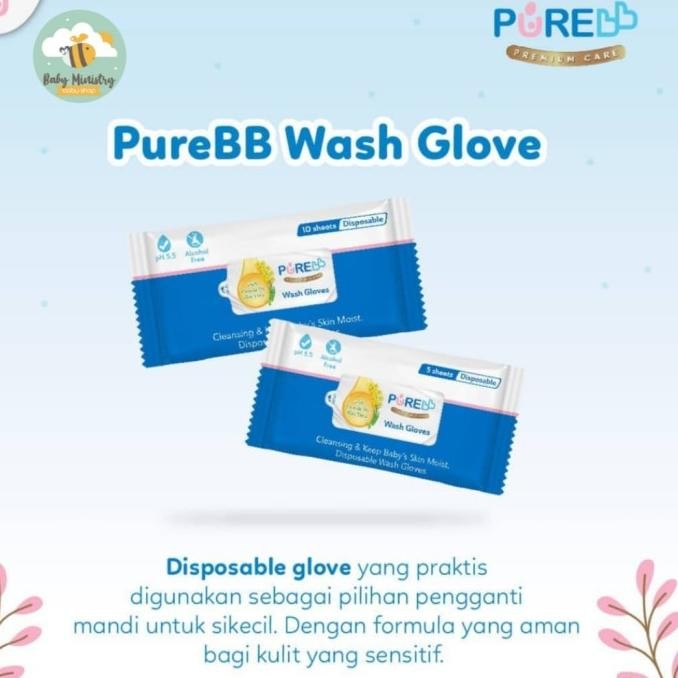 PURE BB WASH GLOVES 5 SHEET / WASHLAP / SABUN /TISU MANDI/WASHLAP BAYI