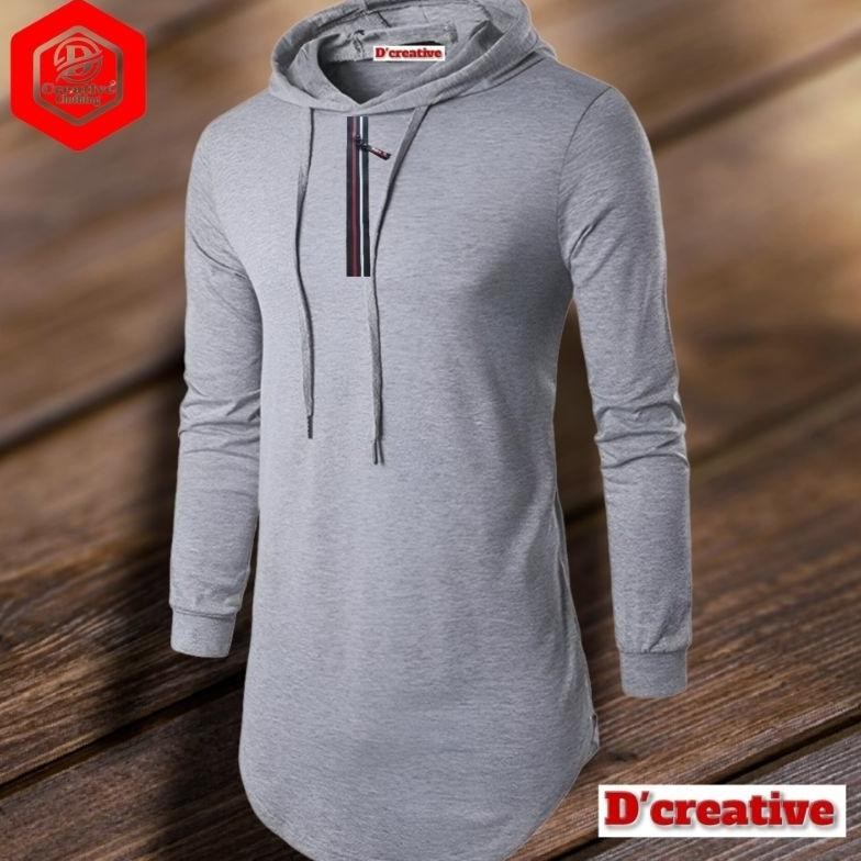 Kaos Hodi Lengan Panjang Resleting Polos Hoodie Long Sleve Basic Design Longline Plain Zipper / Kaos