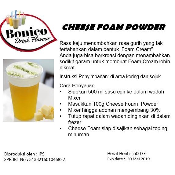 

Sale Bonico Cheese Foam Powder Toping Tea 500Gr Nagai Tea Whip Cream Toping