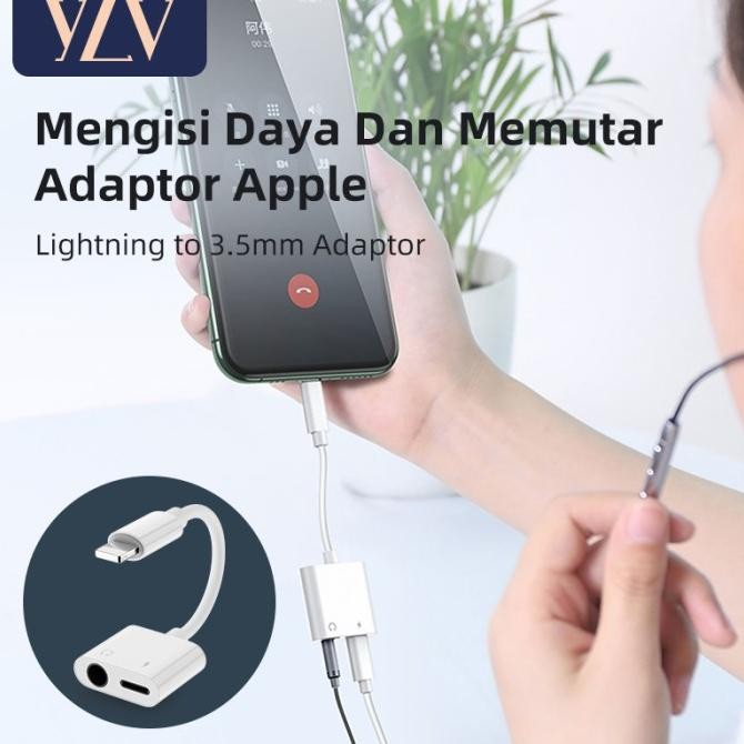 YLV Mikrofon Adaptor Audio Lightning / Type-C To Headphone 3.5mm Jack Headset Konverter Kabel