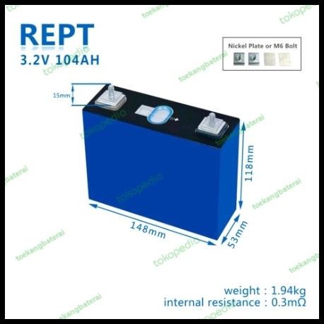 Baterai Prismatic Rept Grade A 3.2V 104Ah Lifepo4