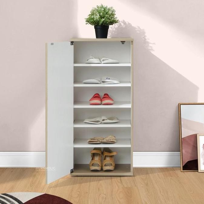 iFURNHOLIC Sassy Shoe Cabinet 400 - Rak / Lemari Sepatu Kayu Tertutup - Furniture Kaca Pintu