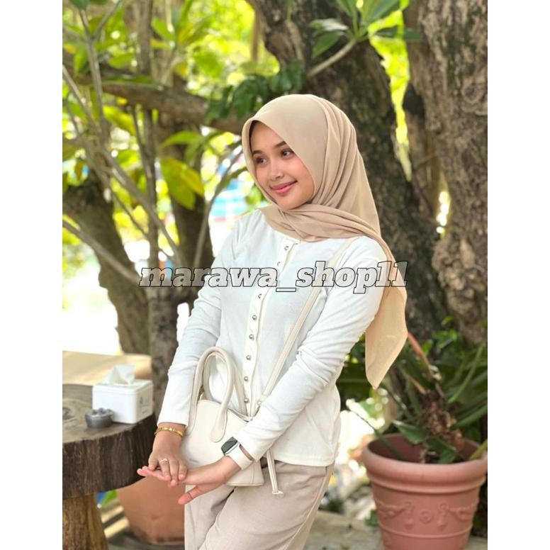 Kaia Top Atasan Knit Wanita Lengan Panjang Basic Korean Top Baju Knit Kancing Rib Wanita Long Sleeve