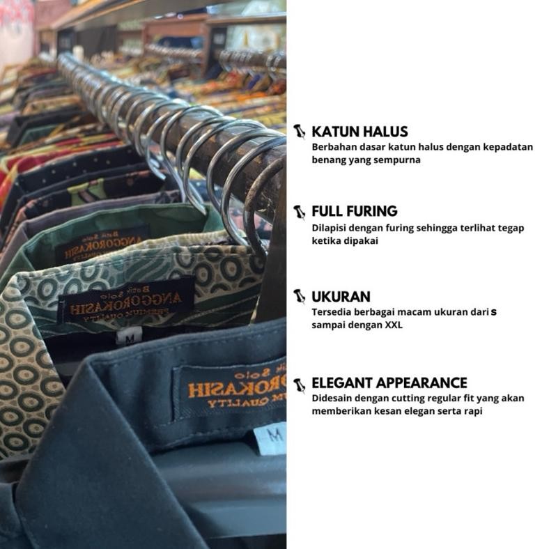 Kemeja Batik Hitam Slimfit Pria Lengan Panjang Modern
