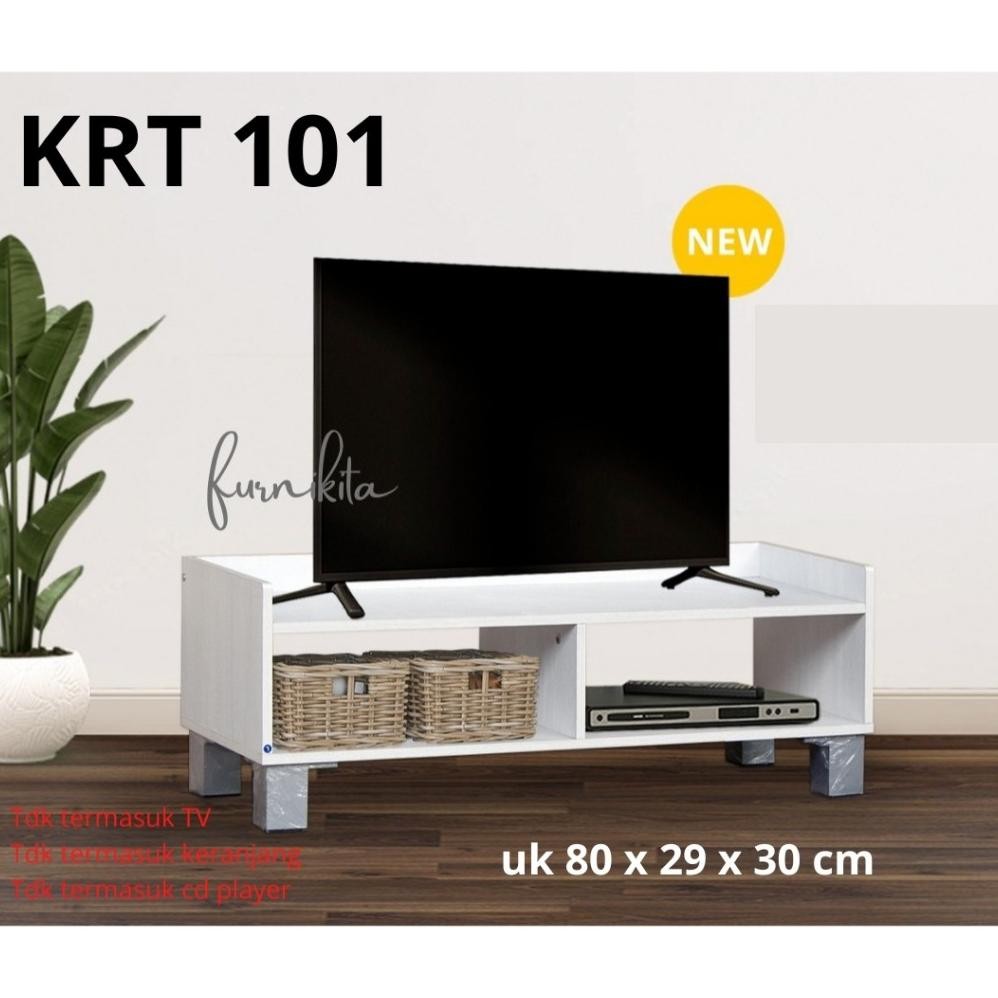 MEJA TV MINIMALIS PUTIH RODA / RAK TV KECIL PUTIH SERBAGUNA