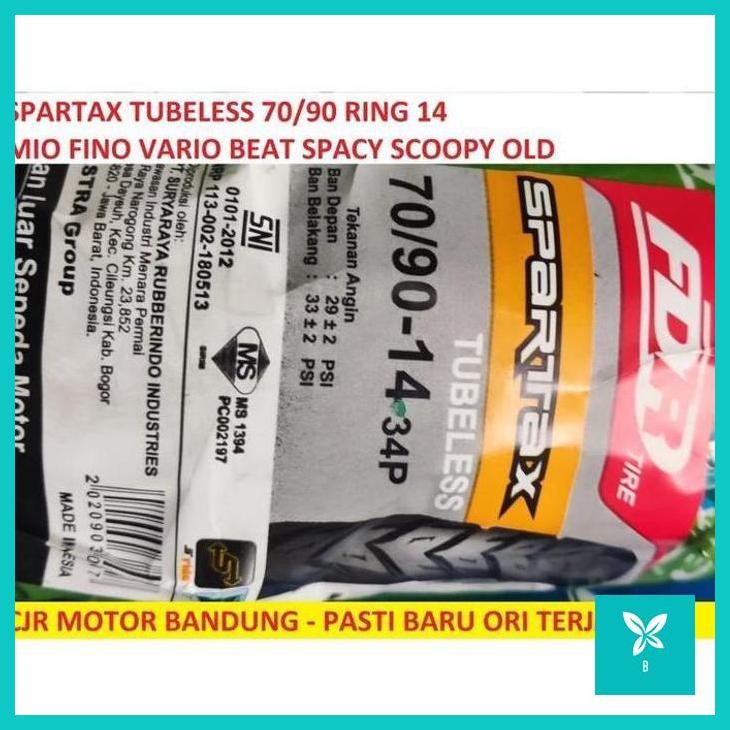 | CM | FDR Spartax TUBLES 70/90 ring 14 ban standar depan motor MIO J M3 Fino