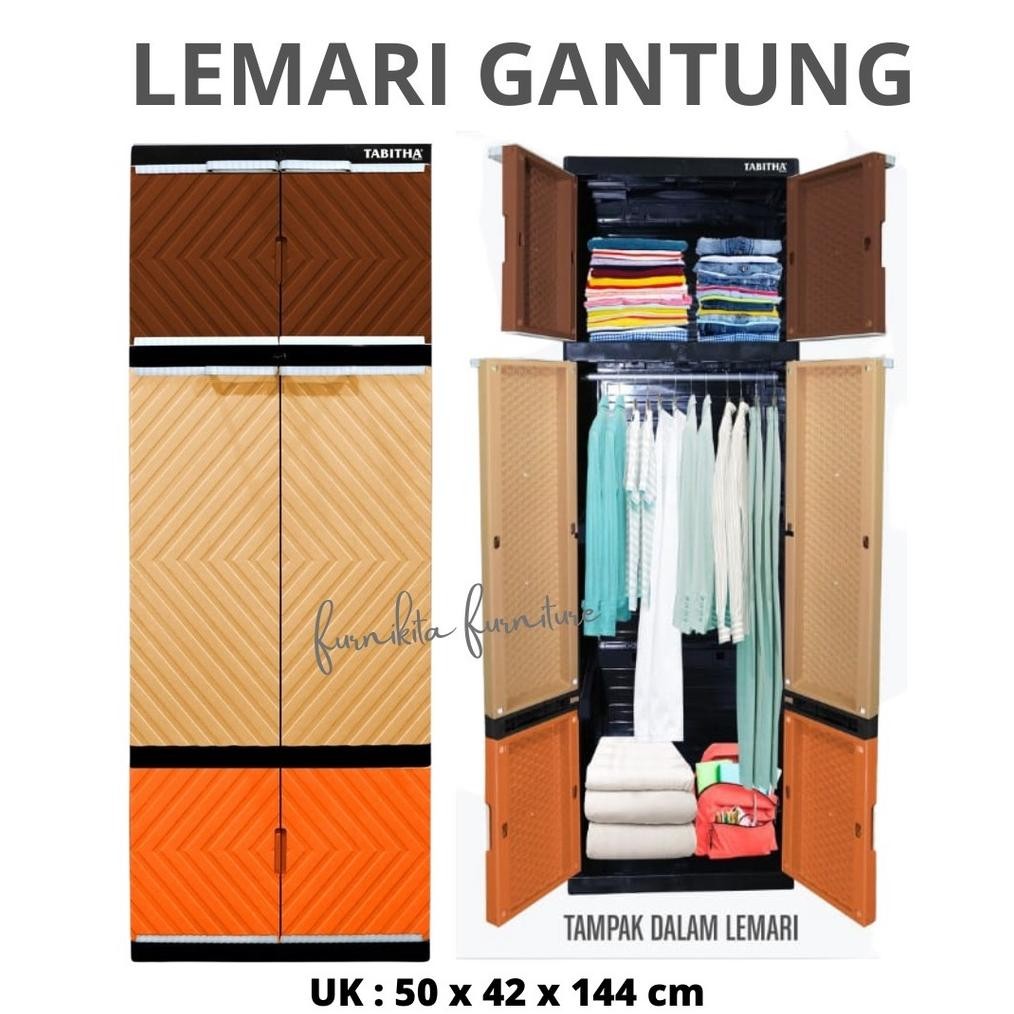 LEMARI PAKAIAN PLASTIK TABITHA GANTUNGAN LS2P CERMIN KACA GANTUNG