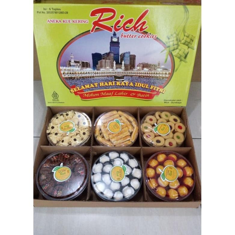 

kue kering/paket hampers lebaran isi 6 toples/ rich butter cookies