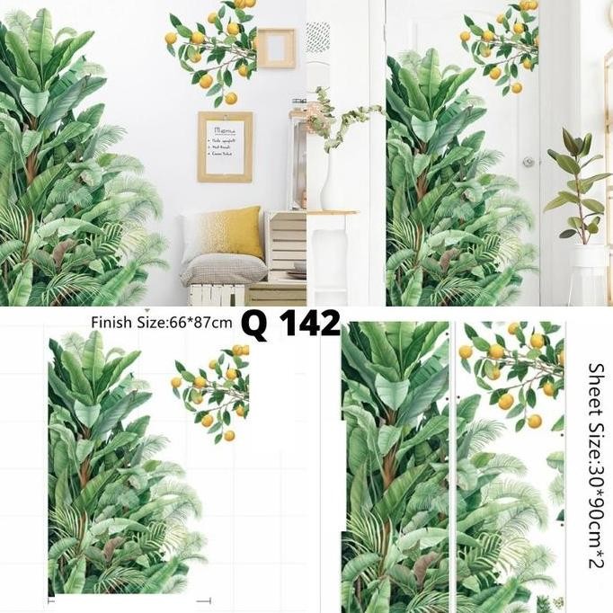 TERBARU PART 2  STIKER DINDING DAUN / STICKER WALLSTICKER MOTIF DAUN HIJAU POHON PISANG KAKTUS MONST
