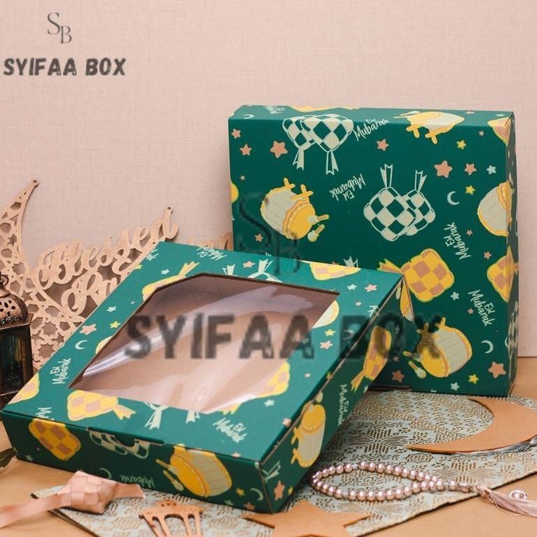 

( 10 pcs ) Kardus Mika Pudding Lebaran Box Kotak Kue Cake Packaging Hampers Idul Fitri Ukuran 25x25x5 cm