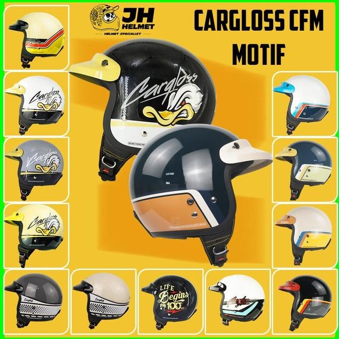 HELM CARGLOSS RETRO CFM MOTIF | BOGO | HALF FACE | MOTORCYCLE | JUAL HELM 2104T