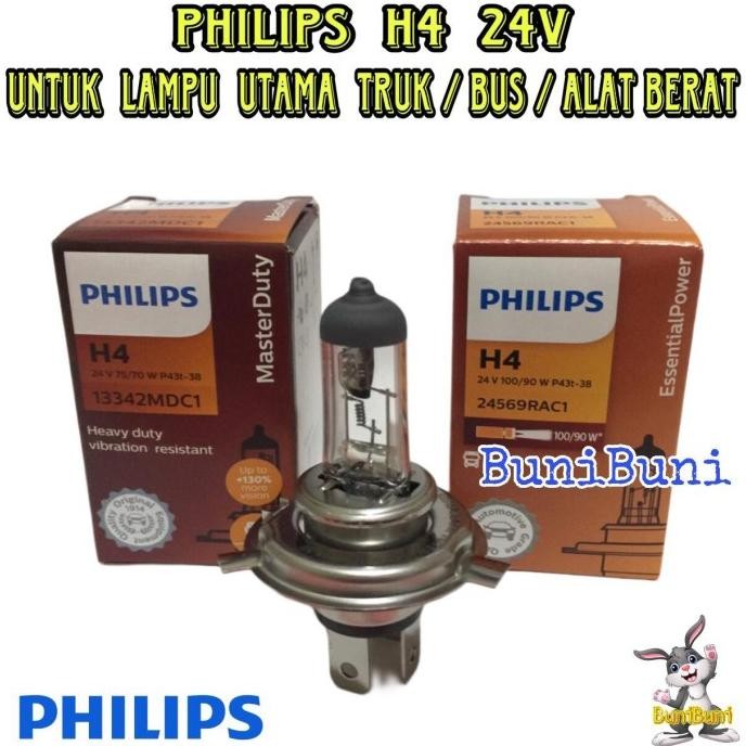 Promo BOHLAM PHILIPS H4 24V - Lampu Halogen PHILIPS H4 24V 100/90W Dan 75/70W Untuk Lampu Utama Truk