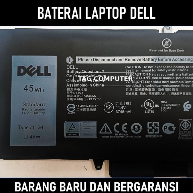 Baterai Laptop Dell Latitude 13 5289 3180 3189 71Tg4 Original New Stok