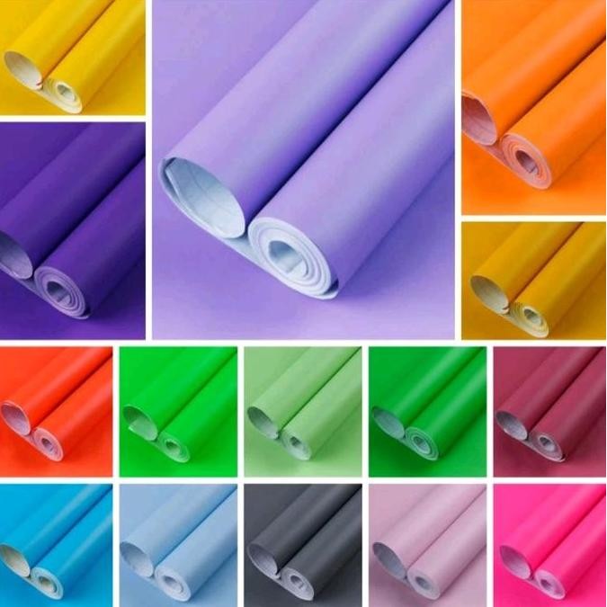 TERBARU WALLPAPER STICKER DINDING UNGU MUDA POLOS MEWAH ELEGAN KEKINIAN KERTAS