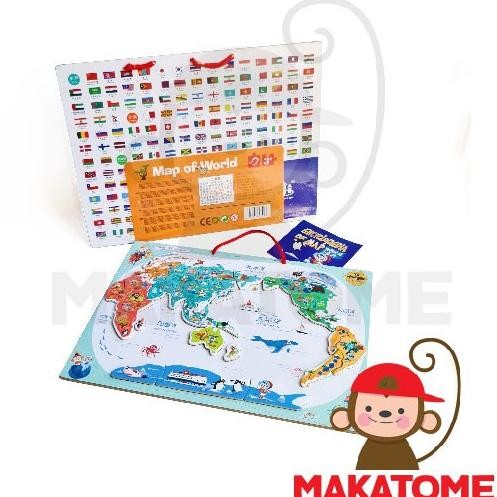 

World Map and Flag - Magnetic Mosaic maps peta dunia bendera belajar murah