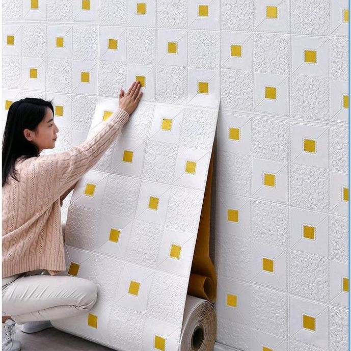 TERBARU WALLPAPER ROLL PANJANG 5 METER WALLPAPER DINDING ROLL WALL STICKER MOTIF BATA, WALLFOAM