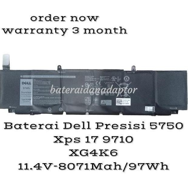 Baterai Dell Presisi 5750 Xps 17 9700 9710 Xg4K6 New Stok