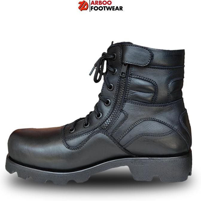 SEPATU PDL TNI POLRI SCURITY FUL KULIT ASLI SAFETY BOOTS PENDEK LARAS
