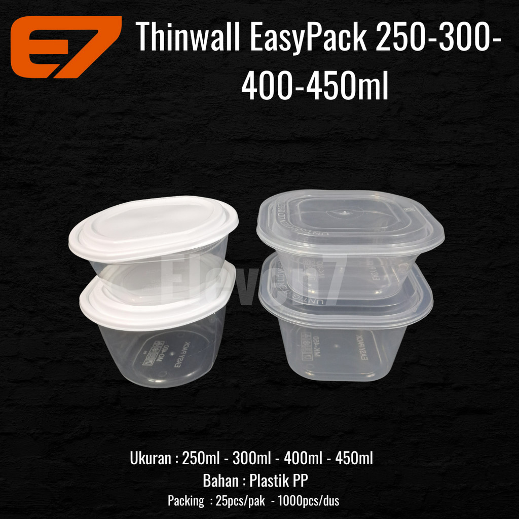 Thinwall Bowl Easypack Container Lunch Box Mangkok Plastik 250ml - 450ml (25pcs)