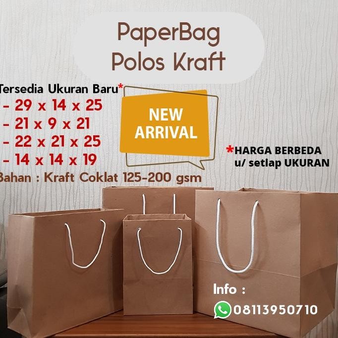 

Gb29 Paperbag / Tas Kertas / Paper Bag Polos Coklat Kraft 150Gsm 21 X 10 X 23 (1 Pcs)