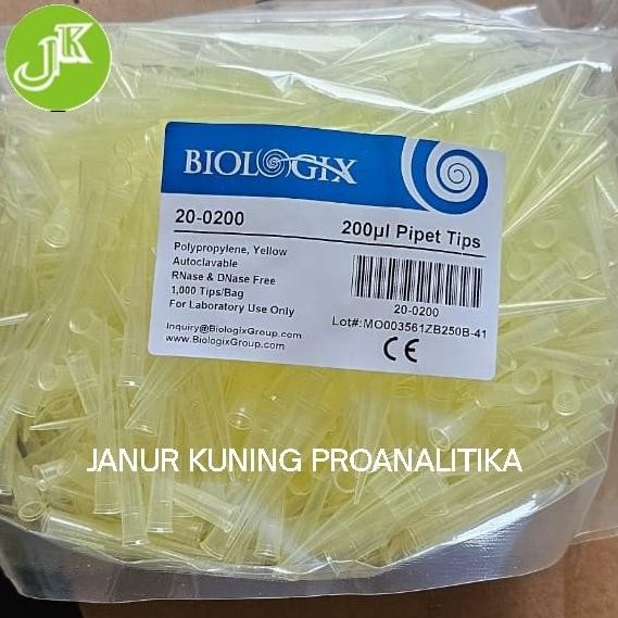 Terlaris Yellow Tip 200Ul, Pipet Tip 200Ul, Universal Tip 200Ul, Bulk 1000/Pk Autoclavable Biologix 