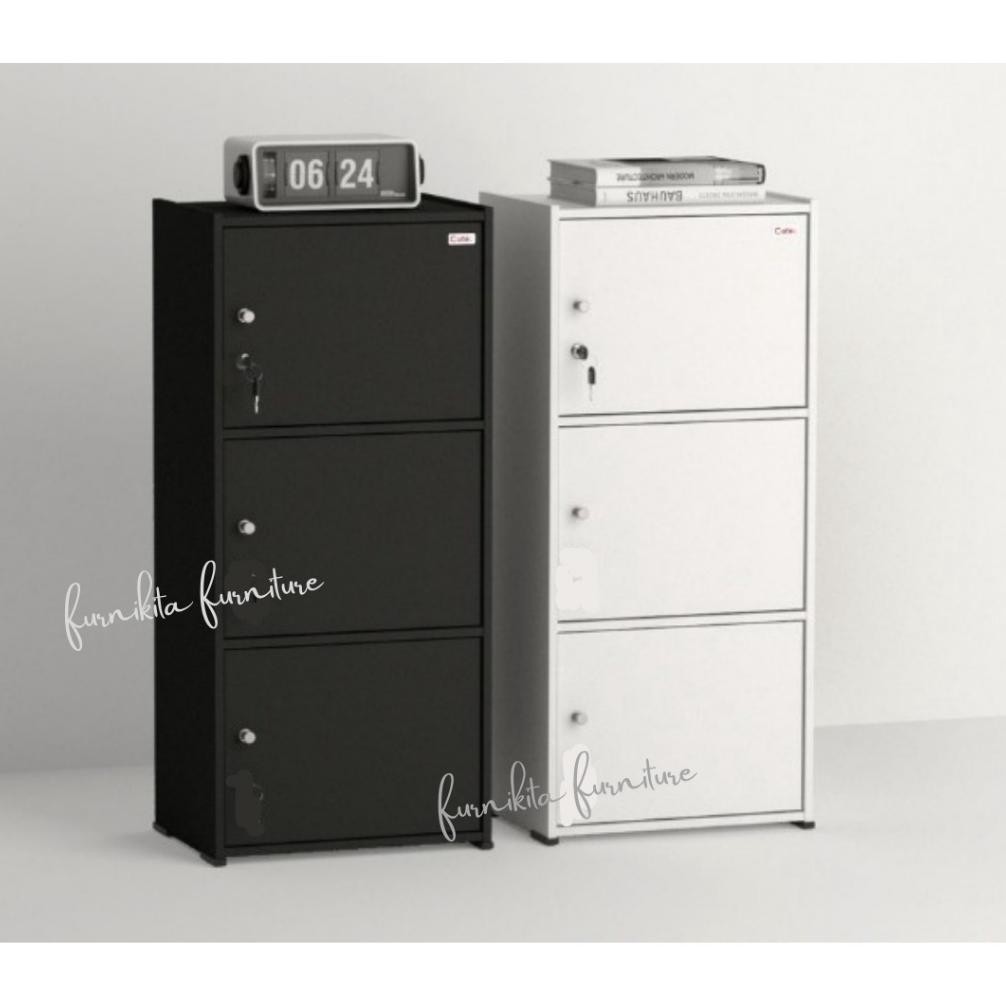 JTR - RAK SERBAGUNA 3 PINTU KAYU KUNCI / LEMARI BUKU SERBAGUNA