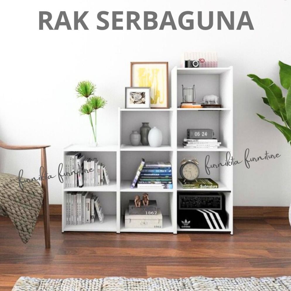 RAK BUKU SERBAGUNA SUSUN 4 KAYU
