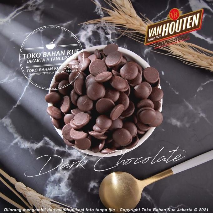 

Van Houten - Dark Chocolate Couverture 70,4% Coin 100gr Coklat Baking liquid