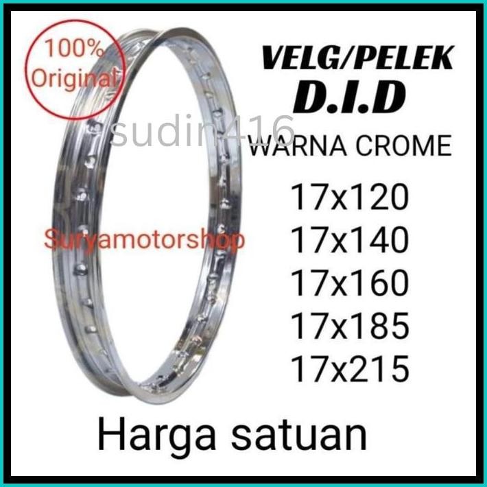 VELG PELEK PELAK RIM DID RING 17 UKURAN 120,140,160,185,215 WARNA CROME PELEK D.I.D