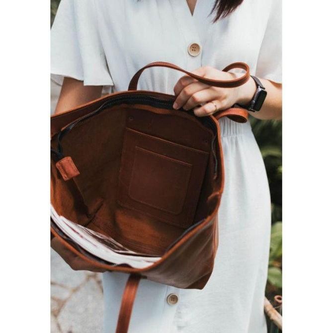 Tas Tote Bag Kulit Asli - Tas Tote Bag Wanita Asli Kulit CH VINTAGE