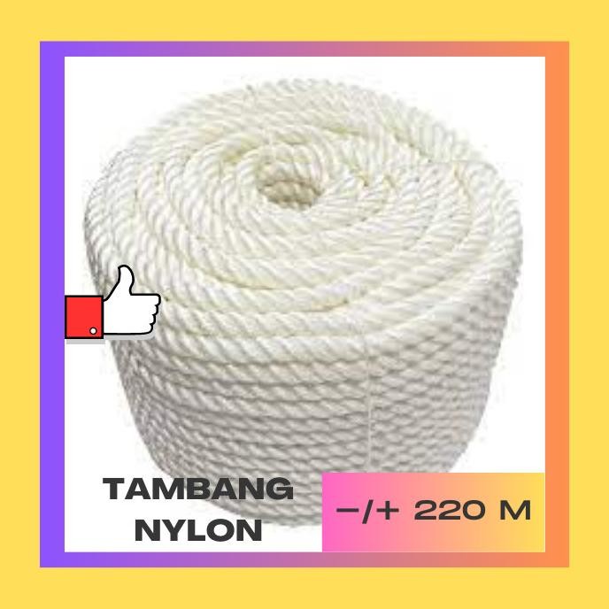 

Tambang tali Nylon 8mm x 220m Per Roll tali nilon 3 Strand type