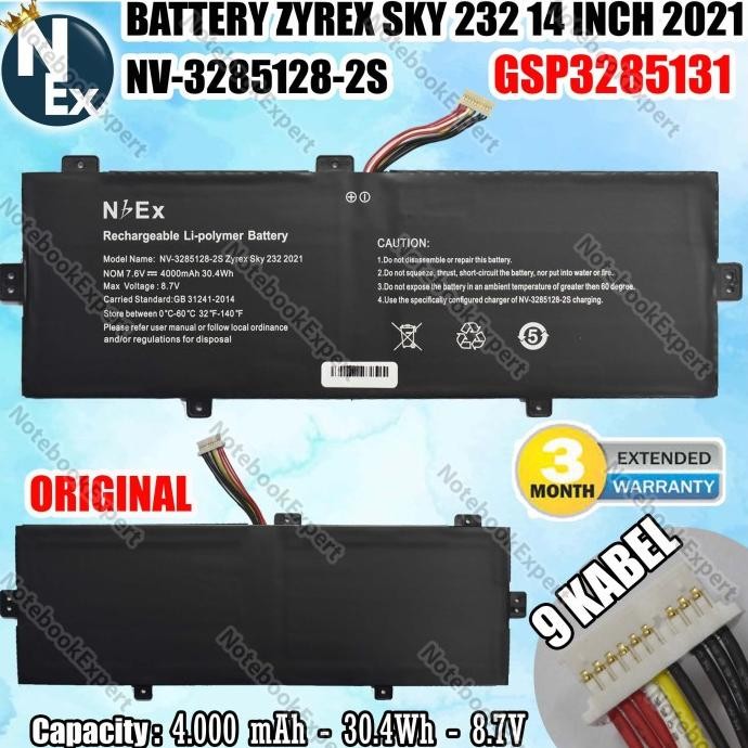Battery Zyrex Sky 232 14 Inch 2021 9 Kabel Nv-3285128-2S New Stok
