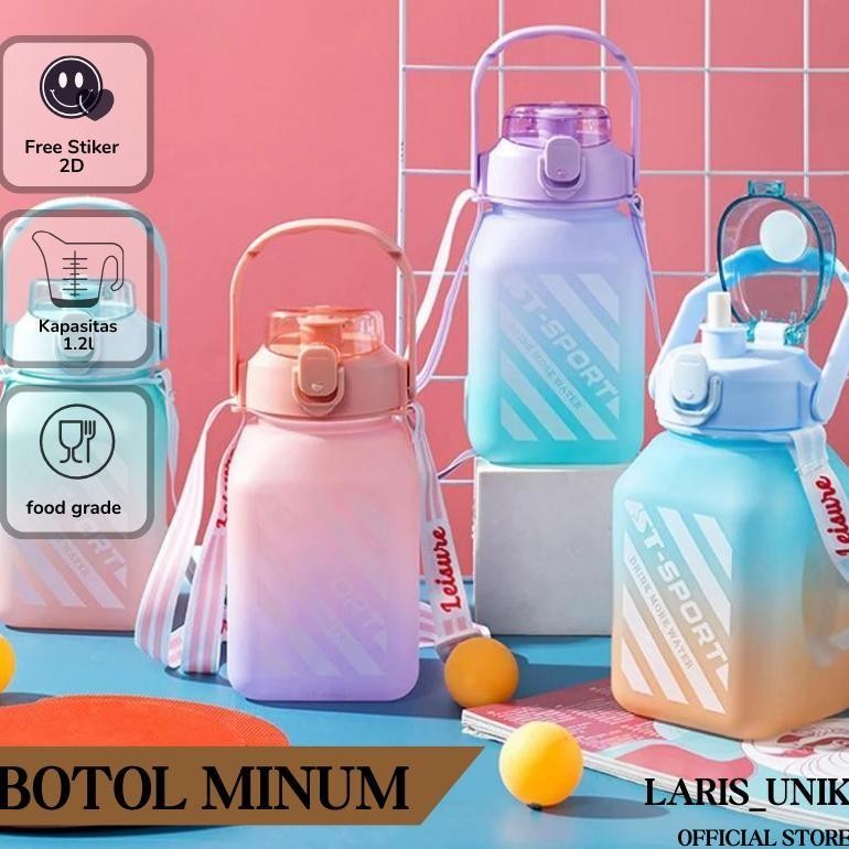 Diskon Botol Minum 1.3 Liter free sticker 2D Botol Pelangi 2Liter Botol Bulat Botol Kotak Botol Minu