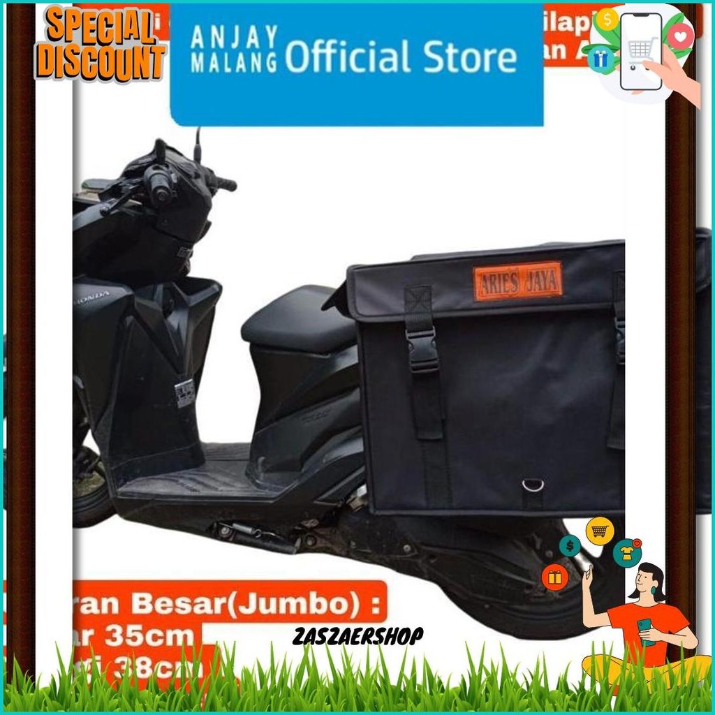 Tas Pos Obrok Kurir Sales Anti Air Tas Motor Tas Rengkek Tas Kargo Aries Jaya - Besar ( Jumbo ) Siap