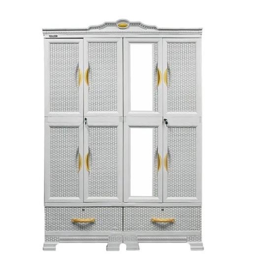 LEMARI PAKAIAN 4 PINTU NAPOLLY CABRO- 466.22 DK GANTUNGAN ROTAN PUTIH