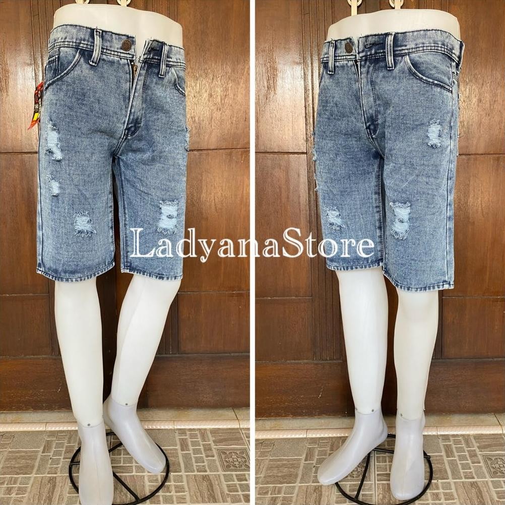 Celana Sobek Pendek Pria Warna Snow Wash Grey Black Biru Navy Tua Muda Hitam Polos Jeans Robek Bolon