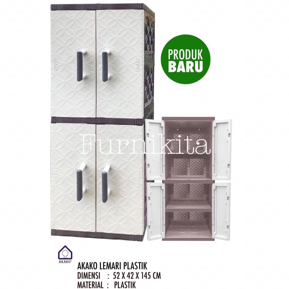 LEMARI PLASTIK AKAKO POLOS/LV/GUCI SUSUN 4 KUNCI