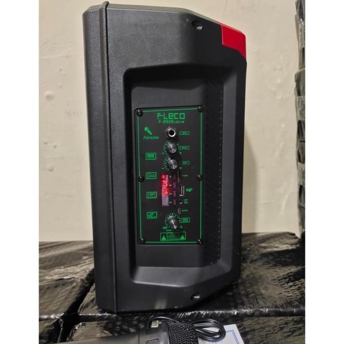 Speaker Aktif Super Bass Bluetooth Karaoke FLECO F-8606 LED AB GRATIS MIC WIRELESS Karaoke Speaker B