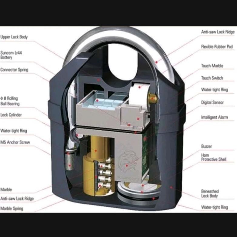 Kunci gembok alarm cakram ban motor pagar rumah