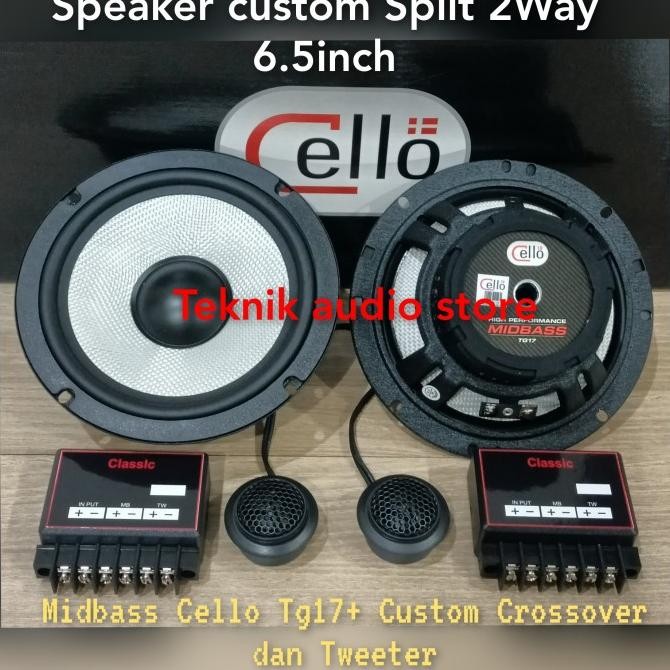 Speaker Split 2way Midbass Cello TG17 dan Custom crossover 2way+Tw