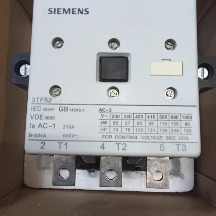 Contactor Siemens 3Tf52 22-0Xfo 90Kw 400V Ac-3 22E 2No+2Nc Us Ac 110V New Stok